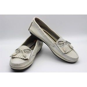 Johnston & Murphy J.Murphy White Leather Tassel Loafer Shoes  Mens Size 10.5
